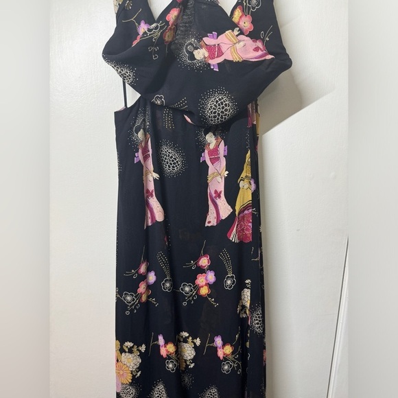 RARE Reformation Sutherland Kyoto Geisha Black Floral Tie Back Dress Size 6 - Picture 7 of 16